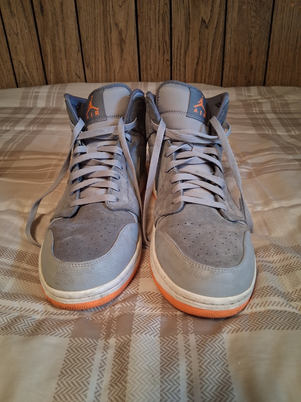Jordan Men’s Gray and Orange High-Top Sneakers